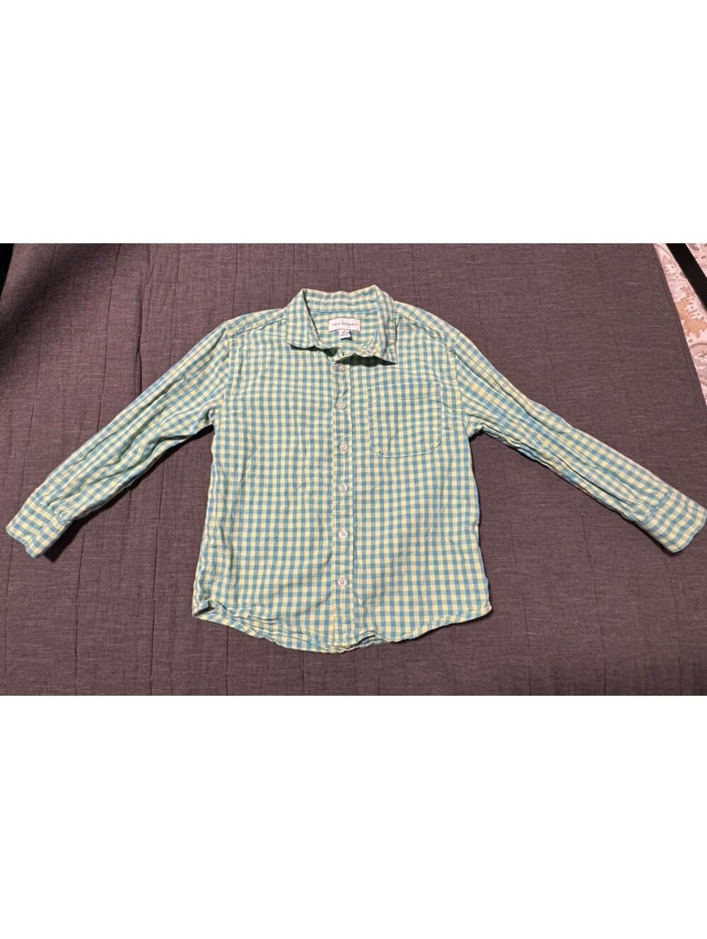 Free Assembly Dress Shirt Boys Small 6/7 Blue And Yellow Check